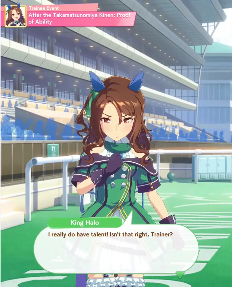 King Halo at the track after the Takamatsunomiya Kinen, saying she really does have talent